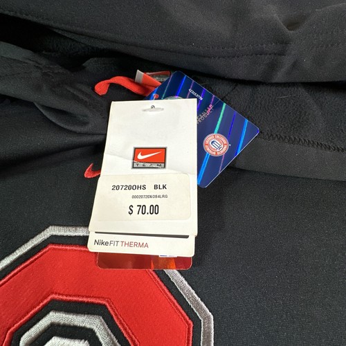 NikeFit Therma Ohio State OSU Buckeyes Sweatshirt Hoodie-Black/Red-Large NWT - Picture 10 of 12
