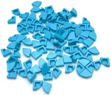 Lego 100 New Medium Azure Tiles Round 1 x 1 Quarter Flat Smooth Pieces