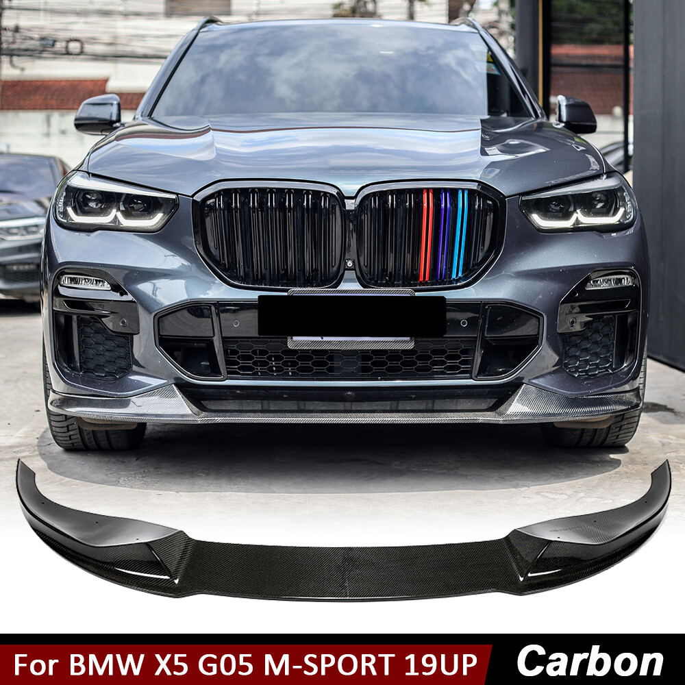 For BMW X5 G05 M-SPORT 2019+ REAL CARBON FIBER Front Bumper Lip Spoiler Splitter