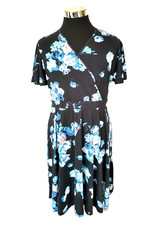 NWT  Nemidor Dress Women's Size 20 Multicolor Floral Knit Print Wrap Bodice