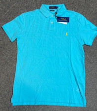 Polo Ralph Lauren Men's Custom Slim Fit Short Sleeve Polo Shirt, Blue M
