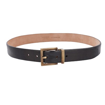 DOLCE & GABBANA Gold Metall Schnalle Eidechse Leder Gürtel Schwarz 95 38