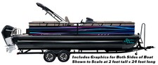 Pink Blue Laser Lines Colorful Graphic Kit Decal Fishing Boat Wrap Pontoon Vinyl