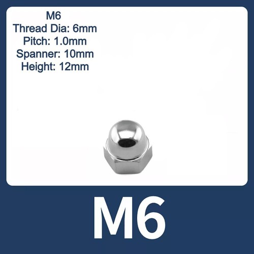 M3 M4 M5 M6 M8 M10 M12 M14 M20 A2 STAINLESS STEEL DOME NUTS HEX DOMED NUTS - Picture 12 of 17