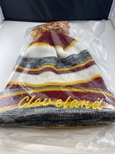 NBA Cleveland Cavaliers Pom Beanie Hat/Cap - Maroon/Yellow Gold Free Shipping
