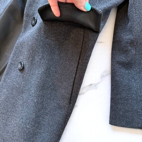 Vintage 90s Forecaster of Boston Women's Wool Cashmere Long Peacoat Size 6 Black - Picture 6 of 13