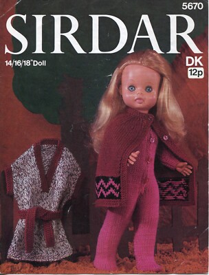 Sirdar 5670 Puppenkleidung DK 14-18'' Vintage Strickmuster