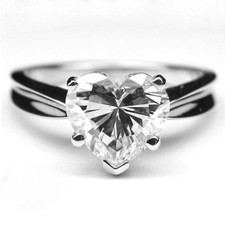 2.21ct Heart Shape CZ Solitaire Engagement Wedding Ring in Solid 925 Silver