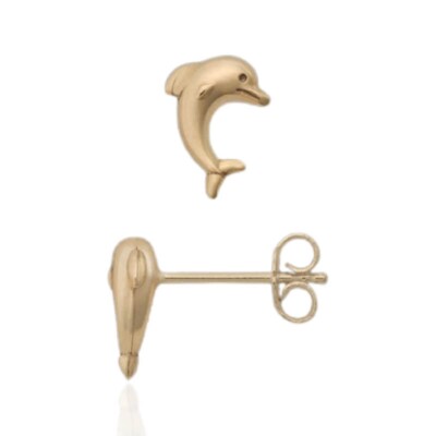 1 Paar Ohrringe Ohrstecker 333 Gelbgold mit Delfin