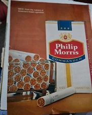 Philip Morris Commander Cigarette Ad from Magazine 13 x 11 inches