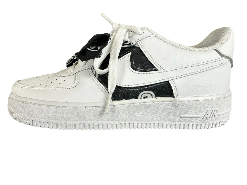 Nike Air Force 1 Custom Bandana Black White Sneakers Youth 6.5Y Street - Image 3 of 4