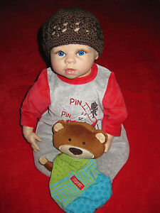 Reborn Puppe Baby 54cm Blaue Augen Braune Haare Sammlerpuppe Neu Ebay