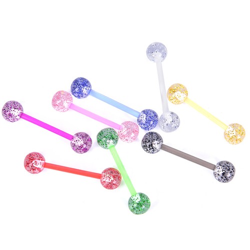 8PCS/Set Colorful Glitters Acrylic Barbell Ball Tongue Rings Piercing Jewel SY - Picture 4 of 6