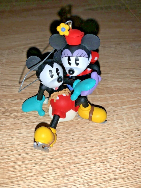HALLMARK Keepsake Christmas Ornament Pair Skate Mickey Minnie Mouse 1997 VINTAGE