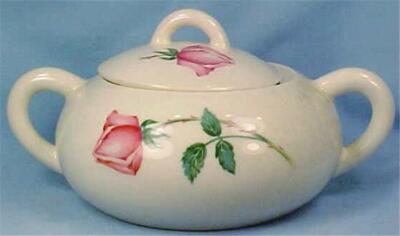 Canonsburg Pottery Bermuda Rose Sugar Bowl & Lid Retro Mid Century Vintage