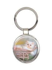 Cat : Gift Round Keychain Cute Animal Kitten Funny Friend Flowers Stroller