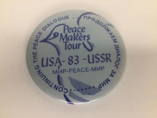 VTG USA - USSR Peace Makers Tour Dove Pinback Button 1983