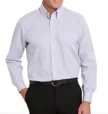 Kirkland Signature Men  s Traditional Fit Dress Shirt, Purple White Grid, 17.5