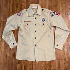 Boy Scouts of America Button Up Long Sleeve Youth Size Large w/ Patches