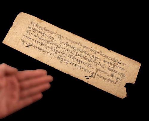 Old Tibetan Prayer Page From Nepal - Sacred Buddhist Manuscript # 9120 - Picture 2 of 3
