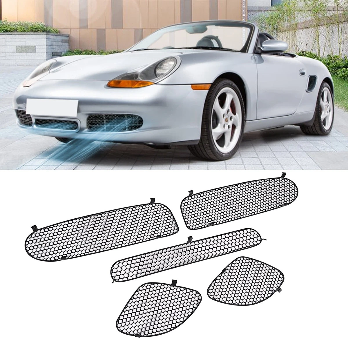 Zunsport Compatible Con Porsche Cayman/Boxster 981 (All) - Conjunto De Parrillas Con Tomas De Aire Laterales - Acabado Negro (De 2012 A 2016