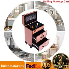 1 Alu Travel Rolling Makeup Train Case Cosmetic Trolley Makeup Storage Organizer