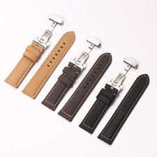 Classic Genuine Leather Watch Strap with Butterfly Buckle 20/22/24/26mm Bracelet