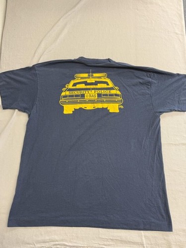 Vintage 80s Cop Car T-shirt NAS Meridian Security US Navy XL