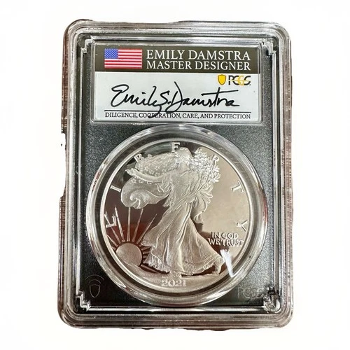 2021-S Silver Eagle Type 2 PCGS PR70 DCAM FDOI Damstra Signed