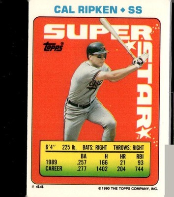 1990 Topps Baseball Cal Ripken Jr. Super Star Mini Orioles HOF Card #223