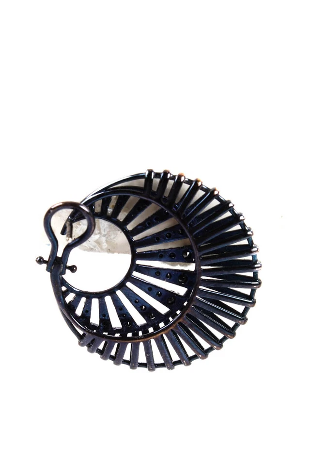 Aretes redondos de circón negro de plata de ley Rarities para mujer Foto 3 de 4