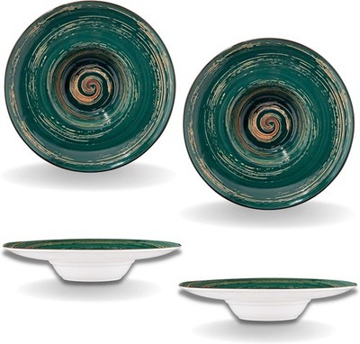Wilmax Porzellanteller Grün, 24 cm, runder Tiefteller WL-669525/A2