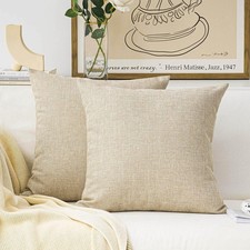Home Brilliant Light Linen Cushion Covers 65x65 cm Set of 2 for Sofa