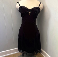 Dolls Kill Black Widow Midnight Blind Faith Velvet Dress, M