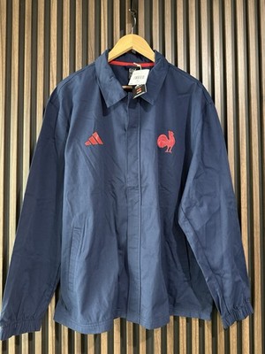 adidas France Rugby Full Zip Logo Jacket Blue Men s XL Lightweight Travel