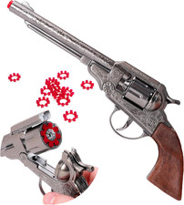 ® 28Cm (11") Die Cast Metal Cowboy Toy Pistol - 8 Shot Cap Gun with 96 Shots Inc