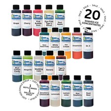 Shaved Ice Snow Cone Concentrate- 20 4oz Bottles Each Bottle Makes 1 Gallon 