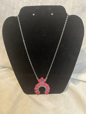 Native American Pink Squash Blossom Necklace
