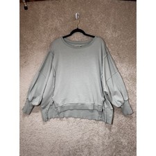 We The Free Free People Sage Green Oversized Exposed Seam Sweatshirt S