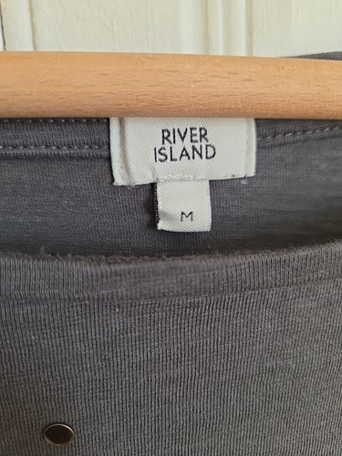 River Island Size Medium Top- Short Sleeved, Grey, Embellished, Tattoo (215) - Picture 4 of 13