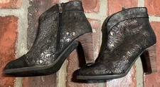 L’Artiste Spring Step Eleni Booties Steampunk Metallic Brocade Size 37 6.5-7