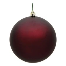 Vickerman 8" Contemporary Plastic Ball Ornament in Matte Burgundy Red