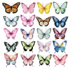 Colored Butterfly Stickers - 50 Pcs Clear PET Realistic Butterflies Stickers ...