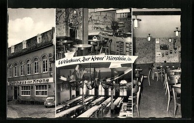 Nierstein/Rh., Weinhaus Zur Krone, exterior and interior views, postcard 