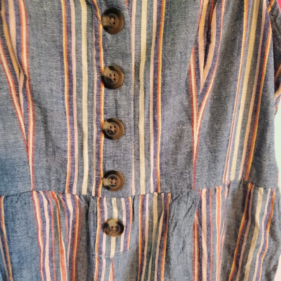 Mono para mujer American Eagle de lino a rayas rosa azul sin mangas talla pequeña Foto 3 de 4