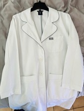 Blue Sky Scrubs Preston Lab Coat White With Subtle Gray Trim Size M
