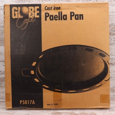 Globe Cafe Cast Iron Paella Pan HUGE 17.5'' Cooking Surface 21.5'' Overall NEW