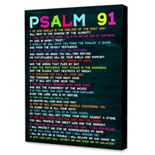 Psalms 91 Christian Wall Art Canvas for Kids Room Nursery 12" x 15"