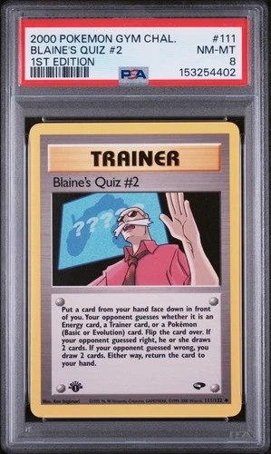 2000 POKEMON GYM CHALLENGE 1ST EDITION #111 BLAINE'S QUIZ #2 PSA 8