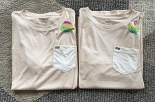 Lot Of 2 Boy  s Hurley Pocket UPF Rash Guard T Shirt Light Khaki Sz Large NWT